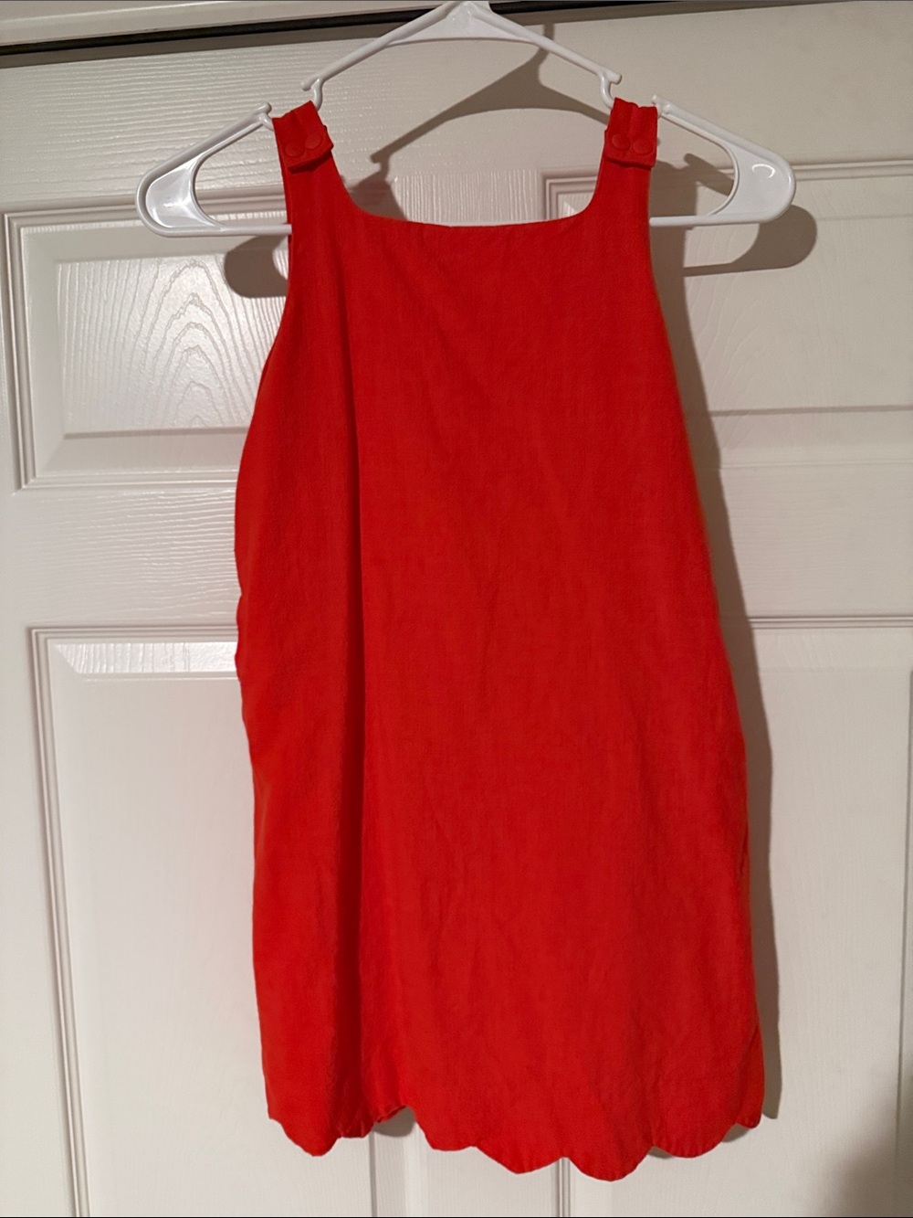 Sleeveless Red Scallop-Hem Mini Dress